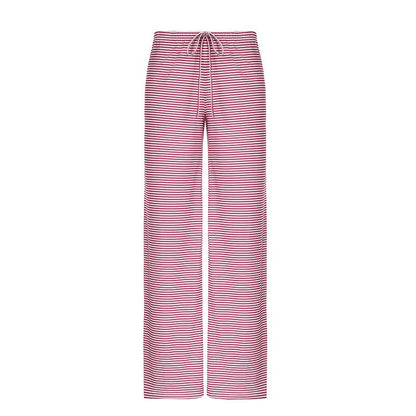 Women's Striped Fashion Casual  Home  Wide-leg PantsElevate your wardrobe with our Women's Striped Print Trousers! Made from high-quality polyester fiber, enjoy a comfortable and stretchy fit with a low waist design. PantsPlush Fashions ShopPlush Fashion Shop