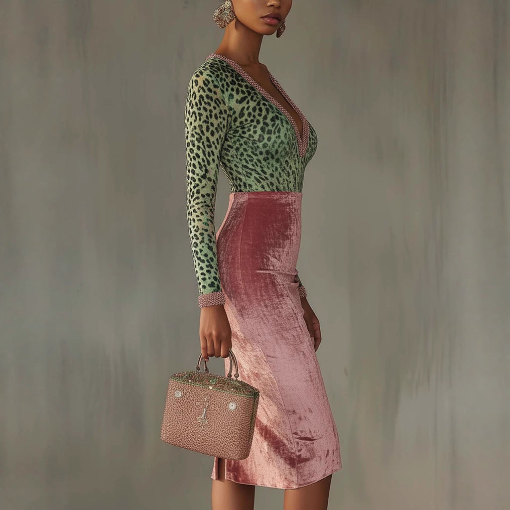 Shiny, stretchy velvet bodycon mermaid skirt with high waist, form-fitting and stylish for fashionable bottoms.