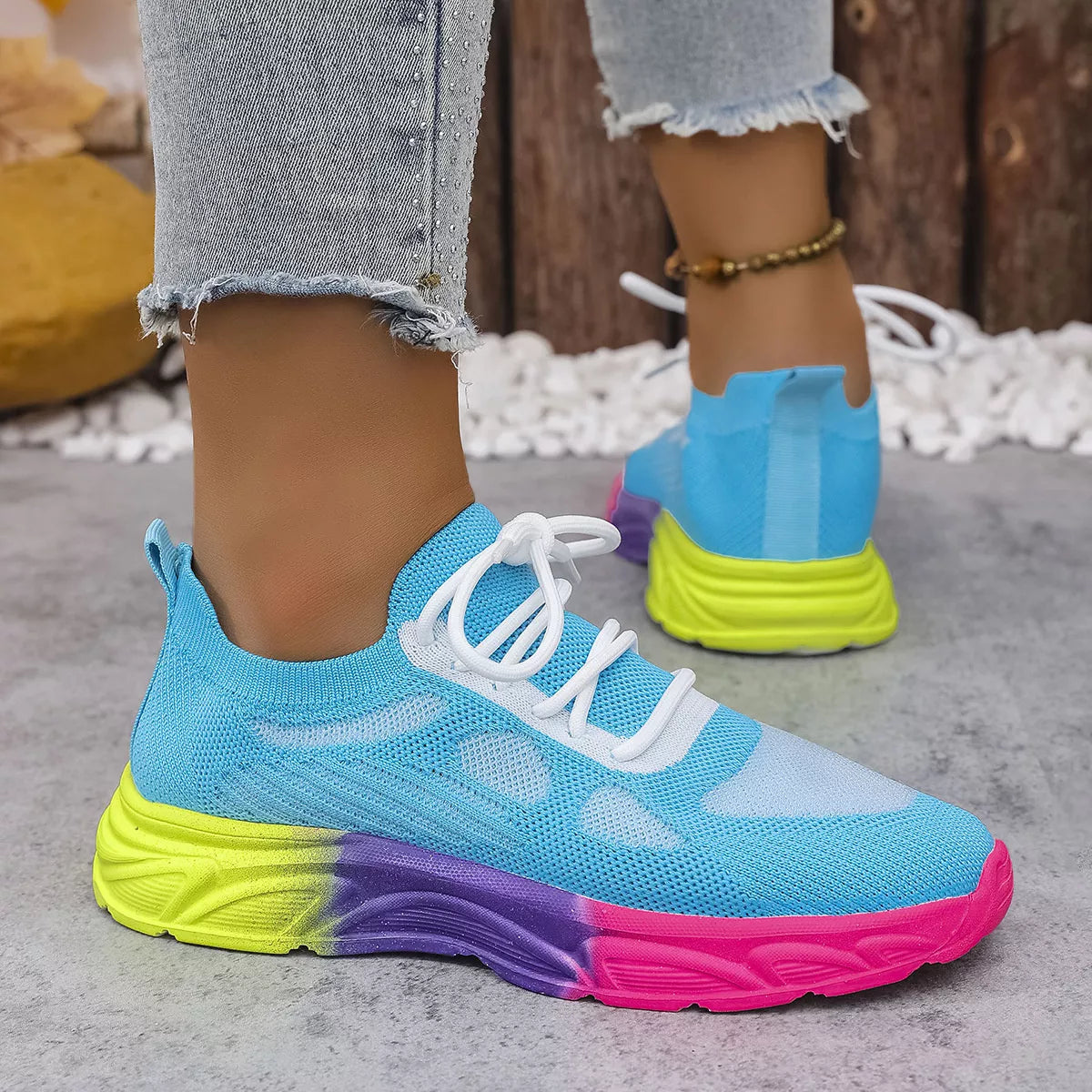 Plush Fashion Hub lace-up round toe sneakers with white rubber soles and stylish design, perfect for casual wear.