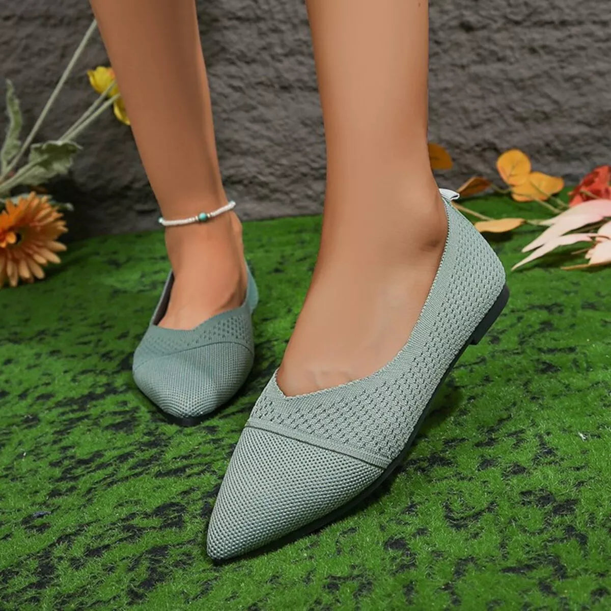 Point toe flats slip-ons from Trendsi, stylish and comfortable footwear in a sleek design.