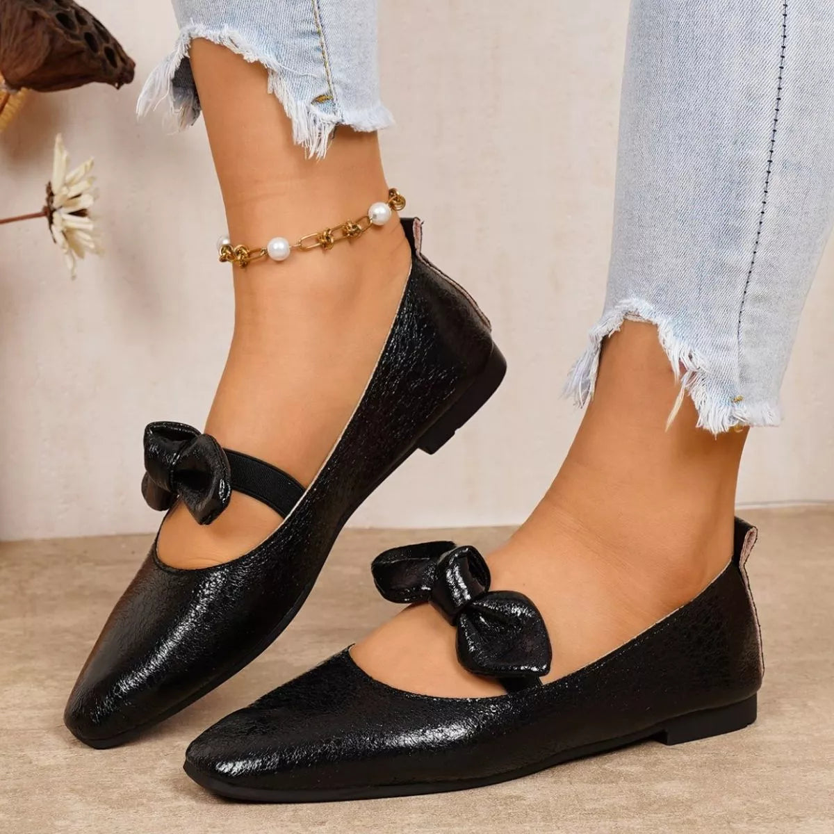 Plush Fashion Hub plush slip-on sandals with bow detail and square toe, featuring comfortable open-toe design.