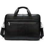 Pi-Mart leather retro casual briefcase in light brown with sturdy handles, ideal for business and everyday use.