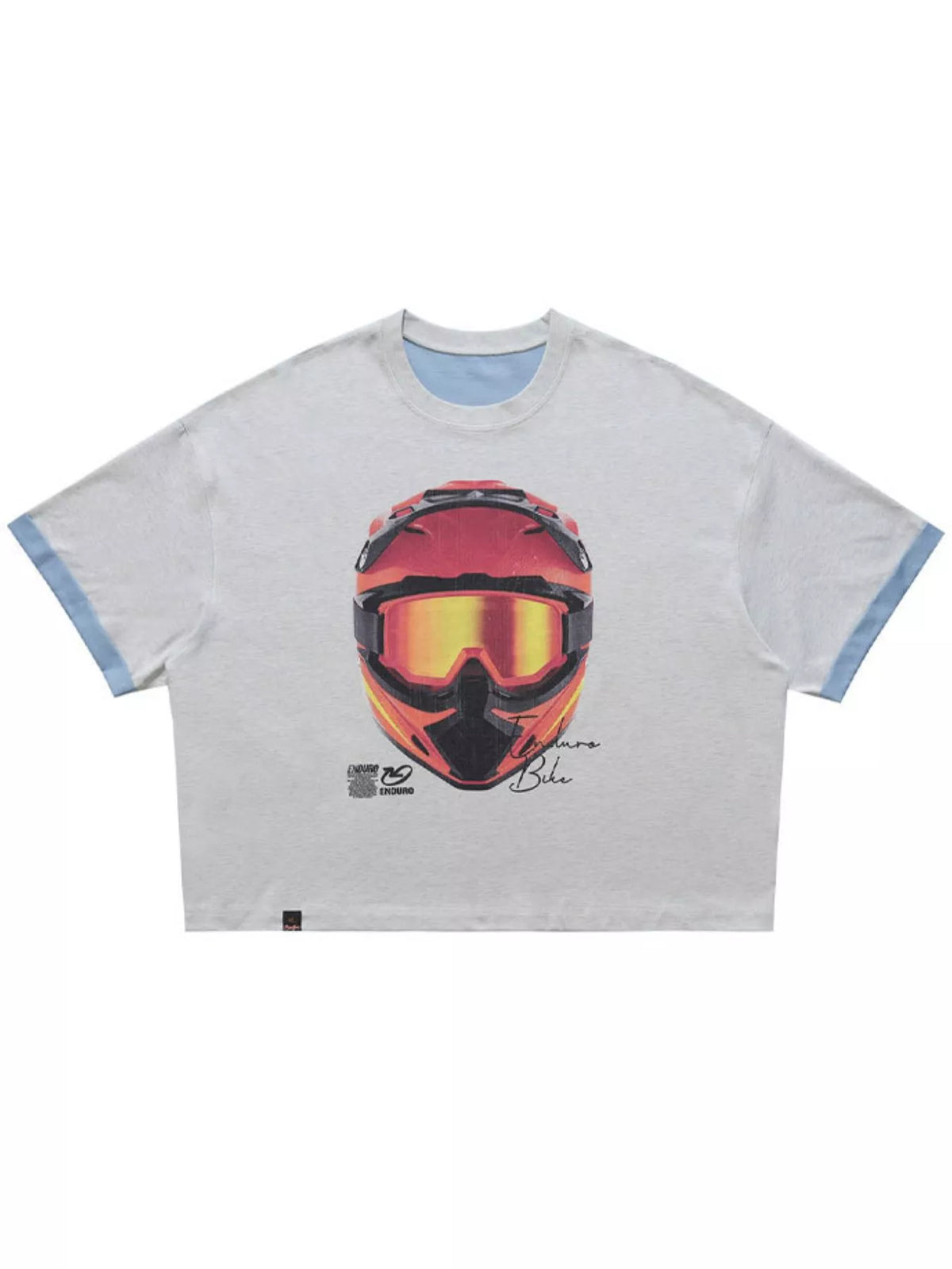 Men's graphic short sleeve T-shirt with contrast trim, stylish casual tee from Trendsi featuring bold graphic design.