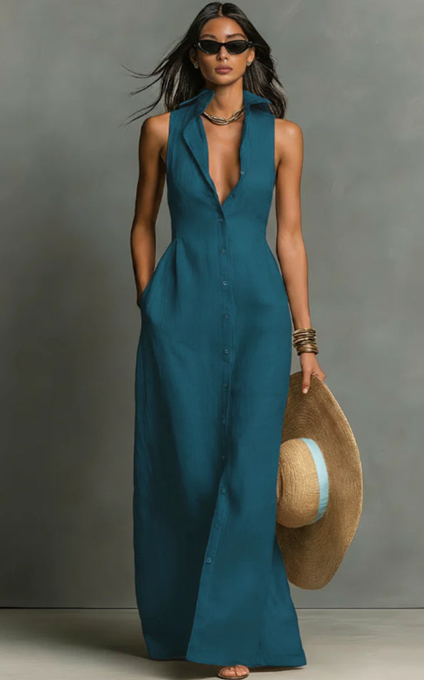 Women's casual polyester midi dress by FitiqueFit, featuring a comfortable and stylish design for everyday wear.
