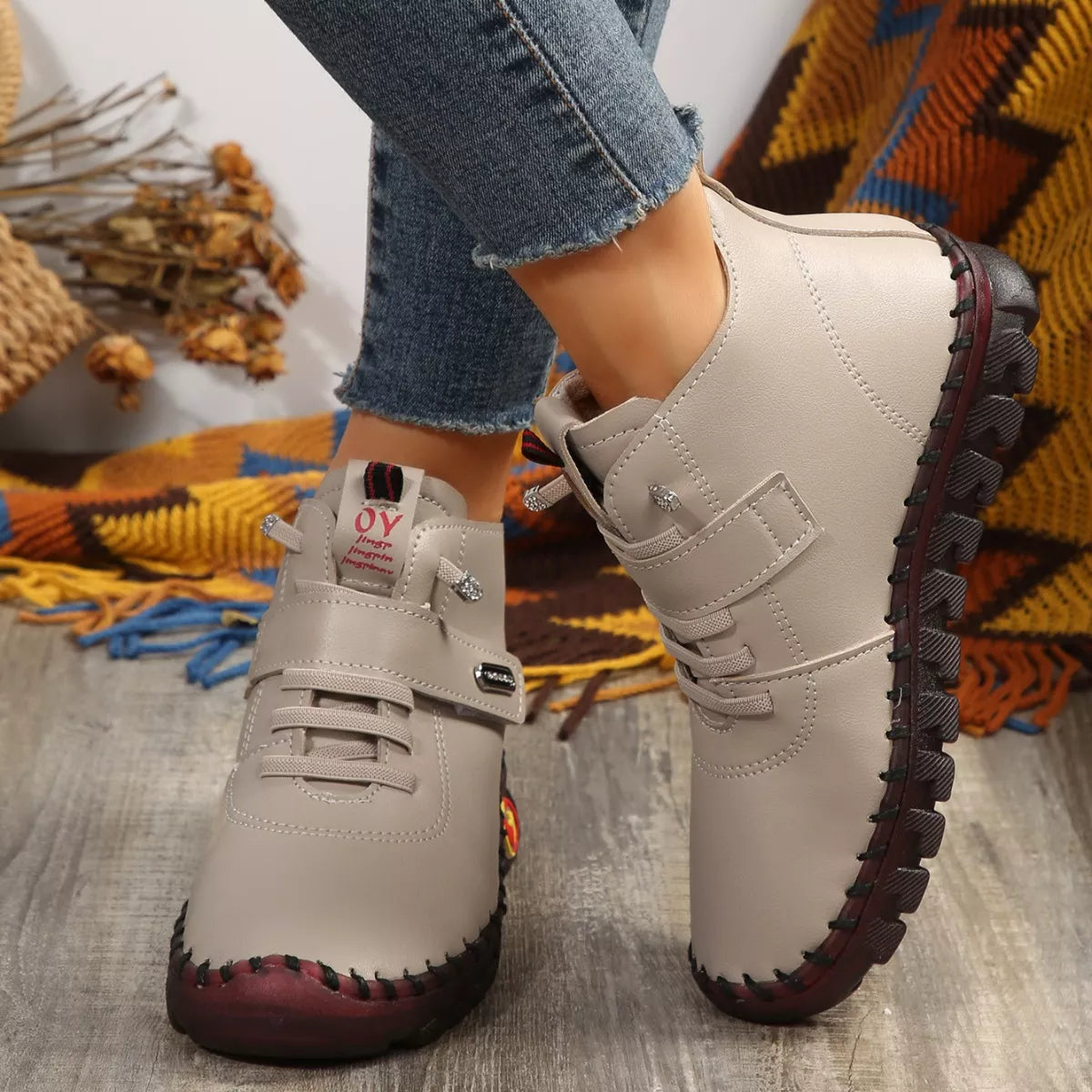 Black lace-up platform ankle boots from Trendsi, featuring chunky heels and stylish design, perfect for fashionable footwear.
