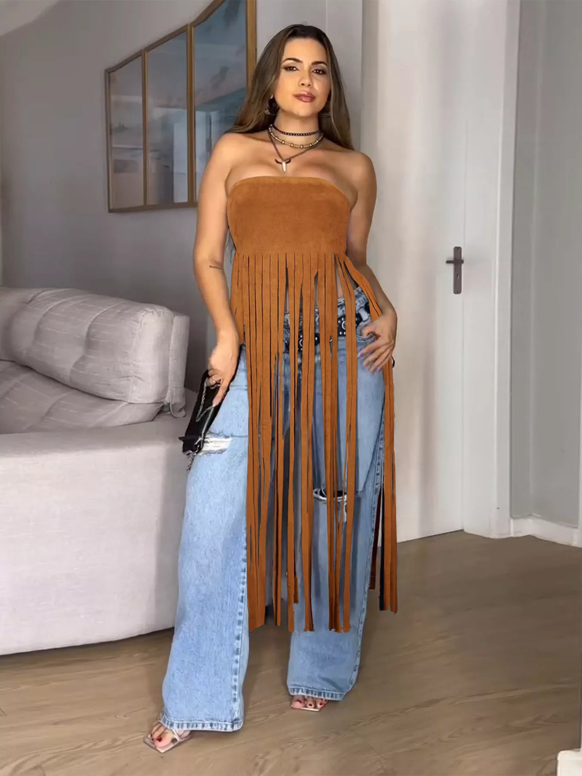 Plush Fashion Hub Fringe Trim Tube Ring showing a stylish ring with fringe detailing and a sleek design.