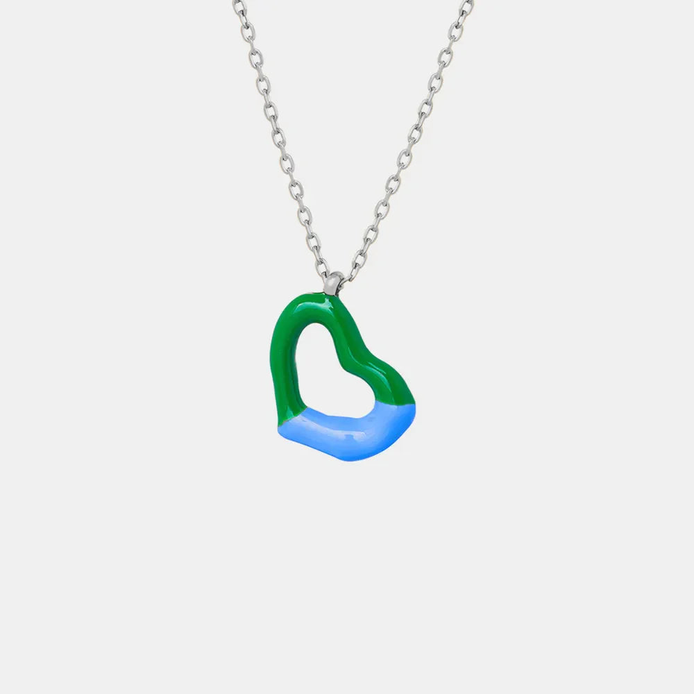 Titanium steel heart pendant necklace with polished finish, featuring a sleek, modern design for elegant everyday wear.