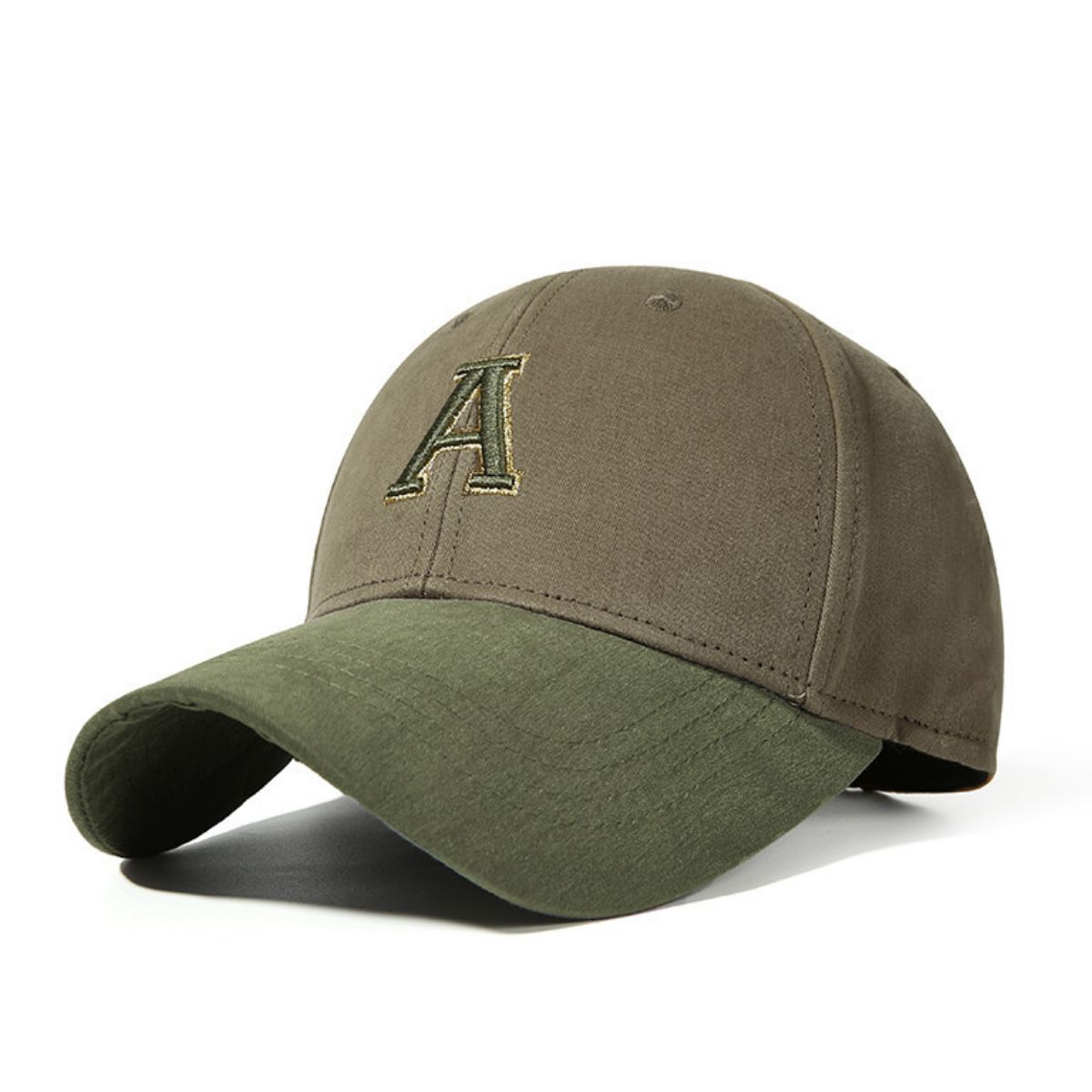 Embroidered letter A cotton baseball cap by Plush Fashion Hub, adjustable streetwear hat with embroidered design and classic style.