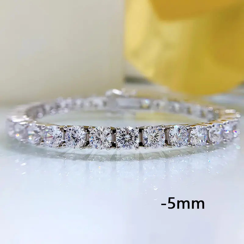 High carbon diamond bracelet in 925 silver with intricate design, showcasing sparkling diamonds and polished silver finish.
