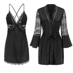 Plus Size Women's Ice Silk V-Neck Lace Suspender Nightgown