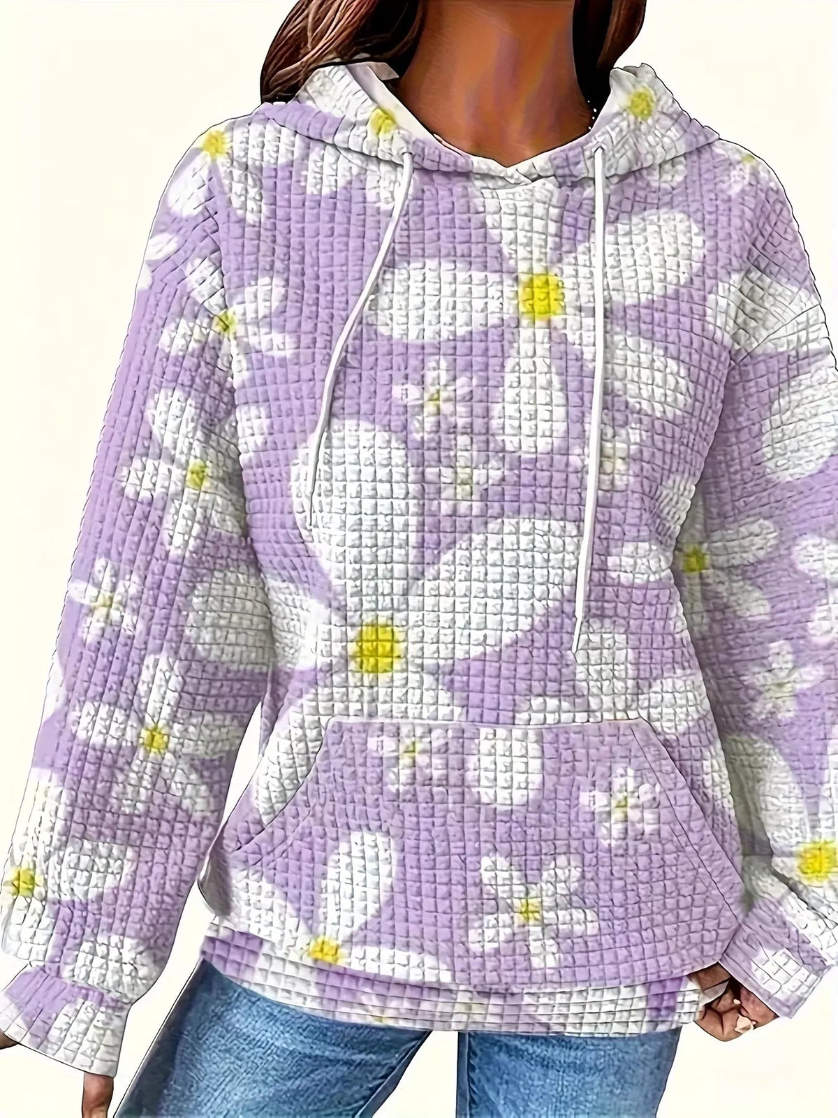 Simply Love floral print hoodie featuring colorful floral designs on soft fabric, casual style for everyday wear.
