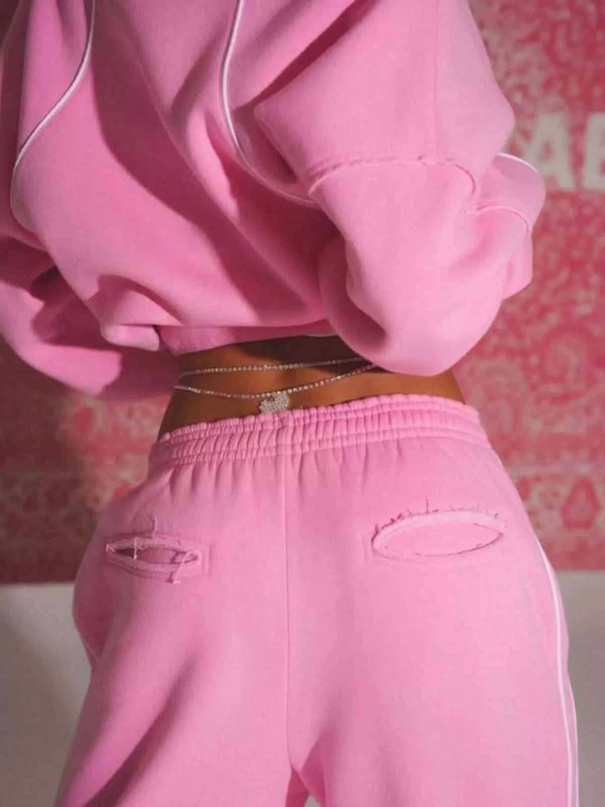 Trendsi cropped zip-up hoodie and wide-leg sweatpants lounge set, casual and comfortable activewear for relaxed wear.