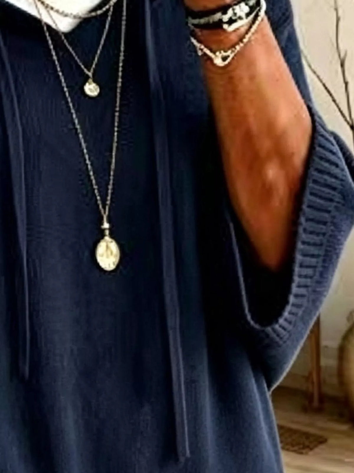 Full size Trendsi hooded sweater with drawstring, 3/4 sleeves, plus size, featuring a casual, comfortable fit and soft fabric.