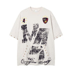 Women's Casual Loose Fit Round Neck Letter Print Short Sleeve T-Shirt