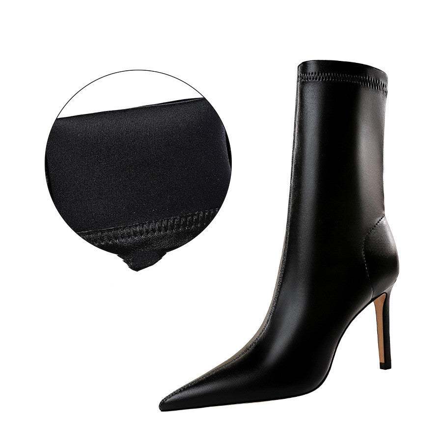 High-heeled Pointed Sexy Thin Short Boots for Women - Plush Fashion Shop #