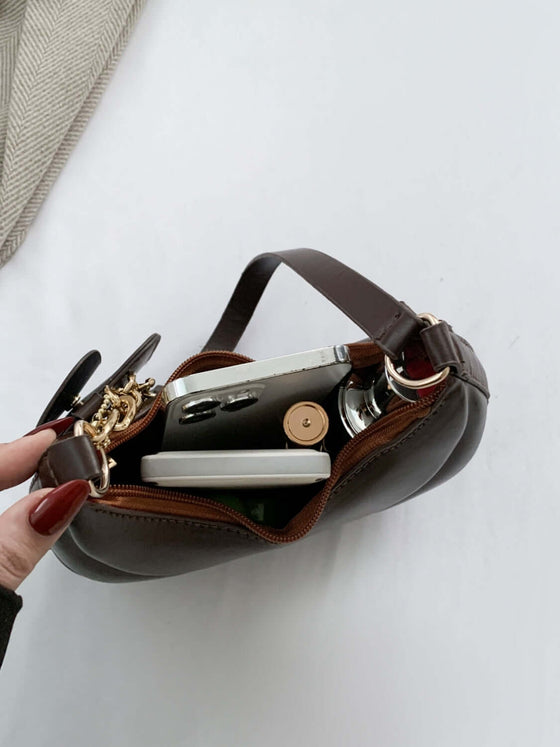 PU Leather Shoulder Bag with EarPods Bag showcasing spacious interior.