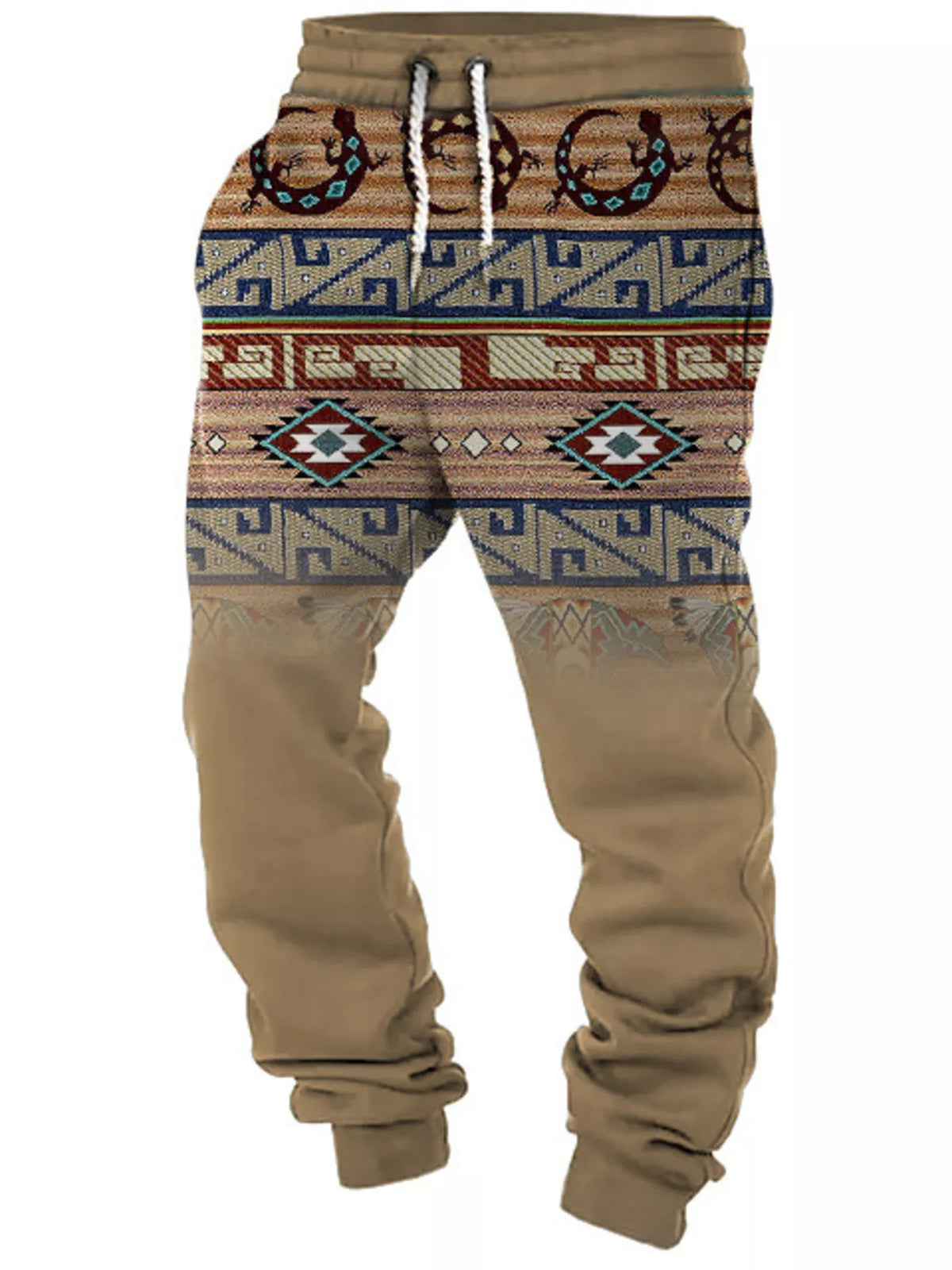 Men's full size geometric drawstring joggers by Plush Fashion Hub, stylish men's sweat pants with a geometric pattern and comfortable fit.
