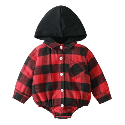 Baby Plaid Button Hooded JumpsuitStay cozy and festive this holiday season with our Baby Clothing Christmas Plaid Jumpsuit. Made with soft and breathable cotton fabric, our button-up onesie featuresBaby clothsPlush Fashions ShopPlush Fashion Shop