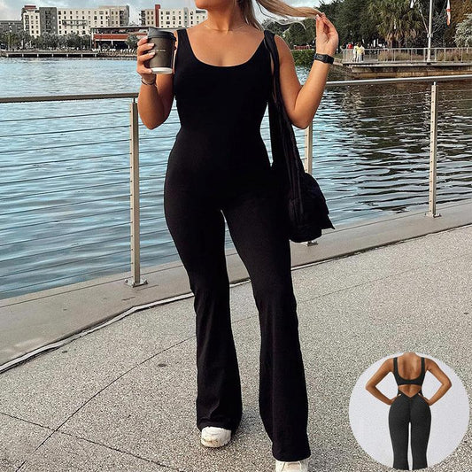 Slim Fit Hip Raise Backless Exercise Yoga ClothesElevate your workout game with our Slim Fit Hip Raise Jumpsuit! Made with comfortable, breathable polyester fabric, this jumpsuit features a backless design and tighYoga ClothingPlush Fashions ShopPlush Fashion Shop