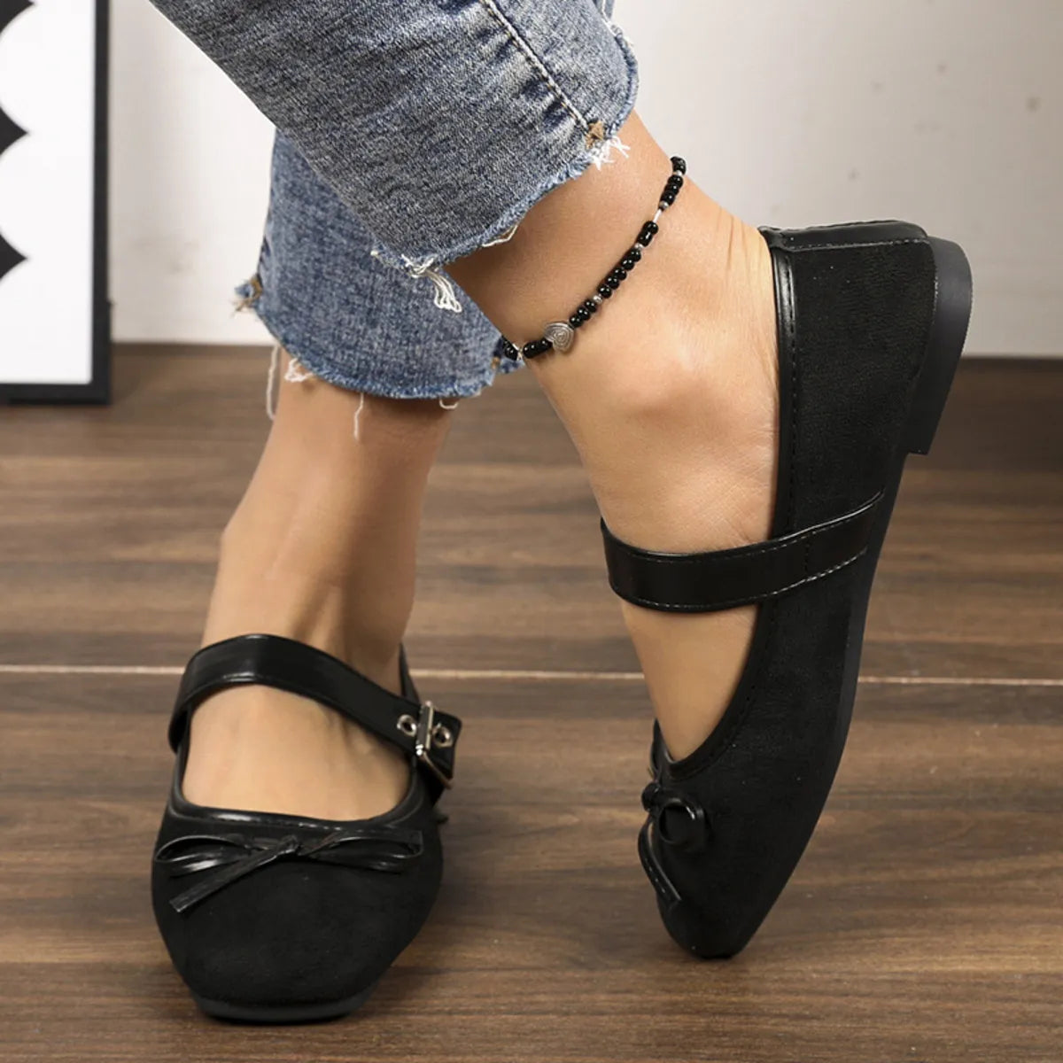 Women's square toe flats slip-ons by Trendsi, featuring a sleek design and comfortable fit, perfect for casual or office wear.