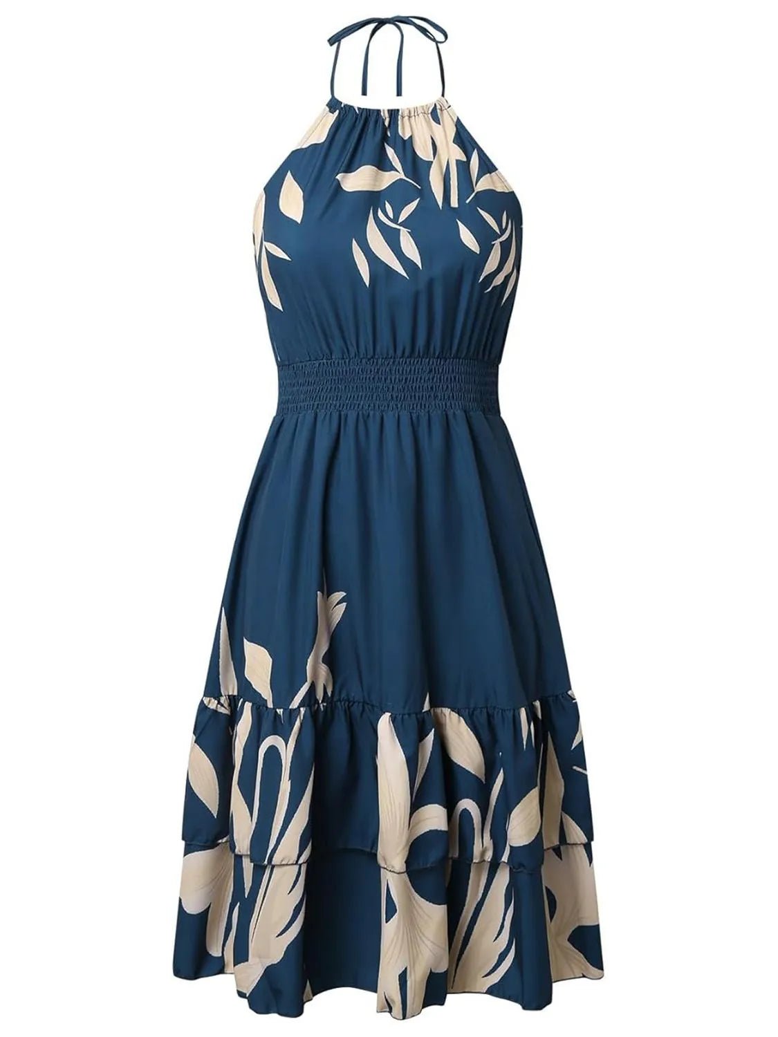 Paisley print halter neck mini dress by Plush Fashion Hub, featuring a stylish mini dress with a vibrant paisley pattern and halter neckline.