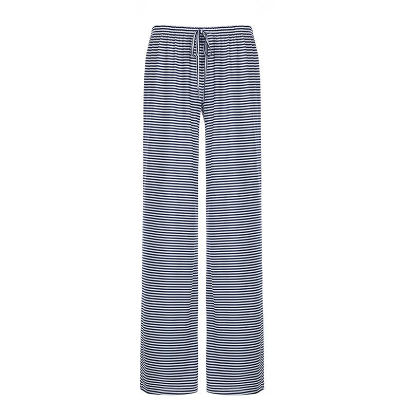 Women's Striped Fashion Casual  Home  Wide-leg PantsElevate your wardrobe with our Women's Striped Print Trousers! Made from high-quality polyester fiber, enjoy a comfortable and stretchy fit with a low waist design. PantsPlush Fashions ShopPlush Fashion Shop