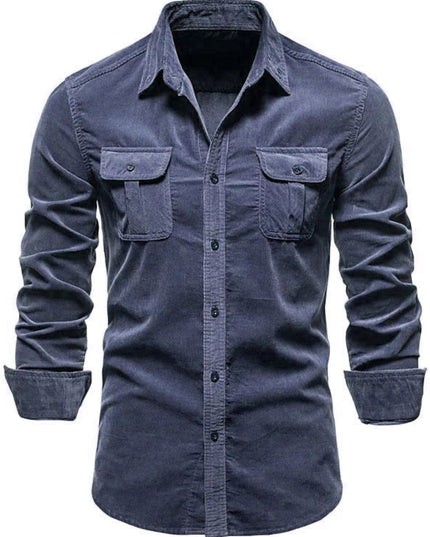 Men's Full Size Collared Neck Button Down Shirt with Chest Pockets Plus Size - Plush Fashion Shop #