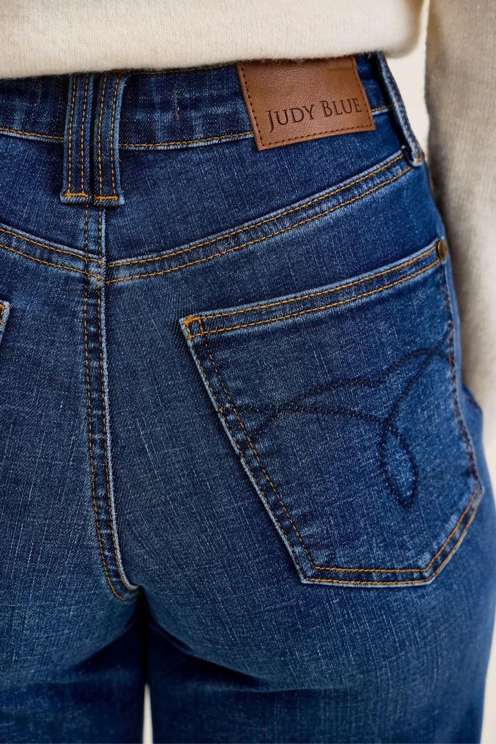 Plush Fashion Hub Judy Blue high waist T.C. Claudia ankle wide jeans, showing dark denim fabric and wide-leg style.