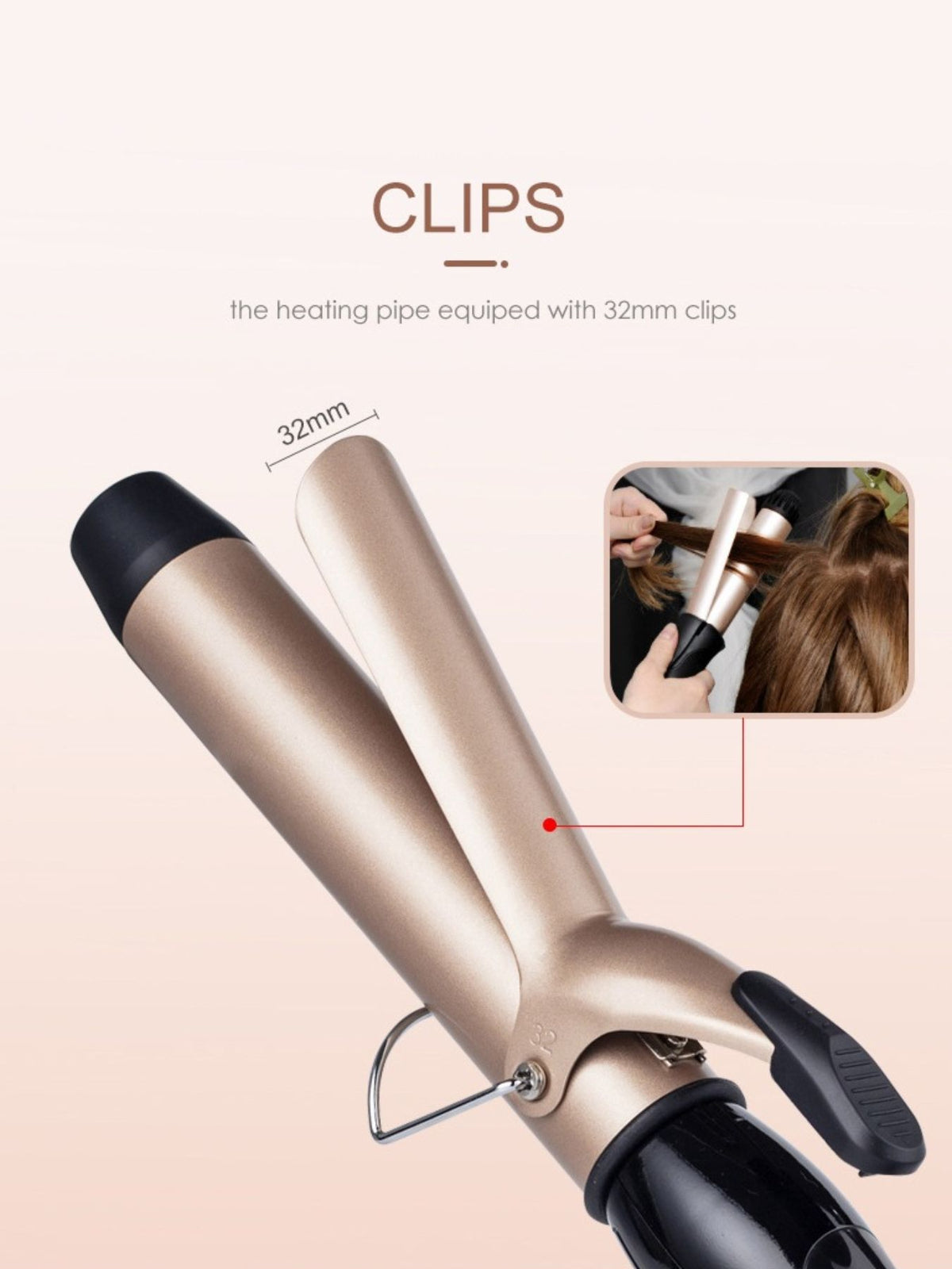 Ceramic curling iron by Plush Fashion Hub with fast heating for professional anti-scald hair styling and curling.