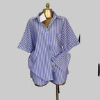 Coastal Chic Striped Button-Down Shirt and Wide-Leg Short Set