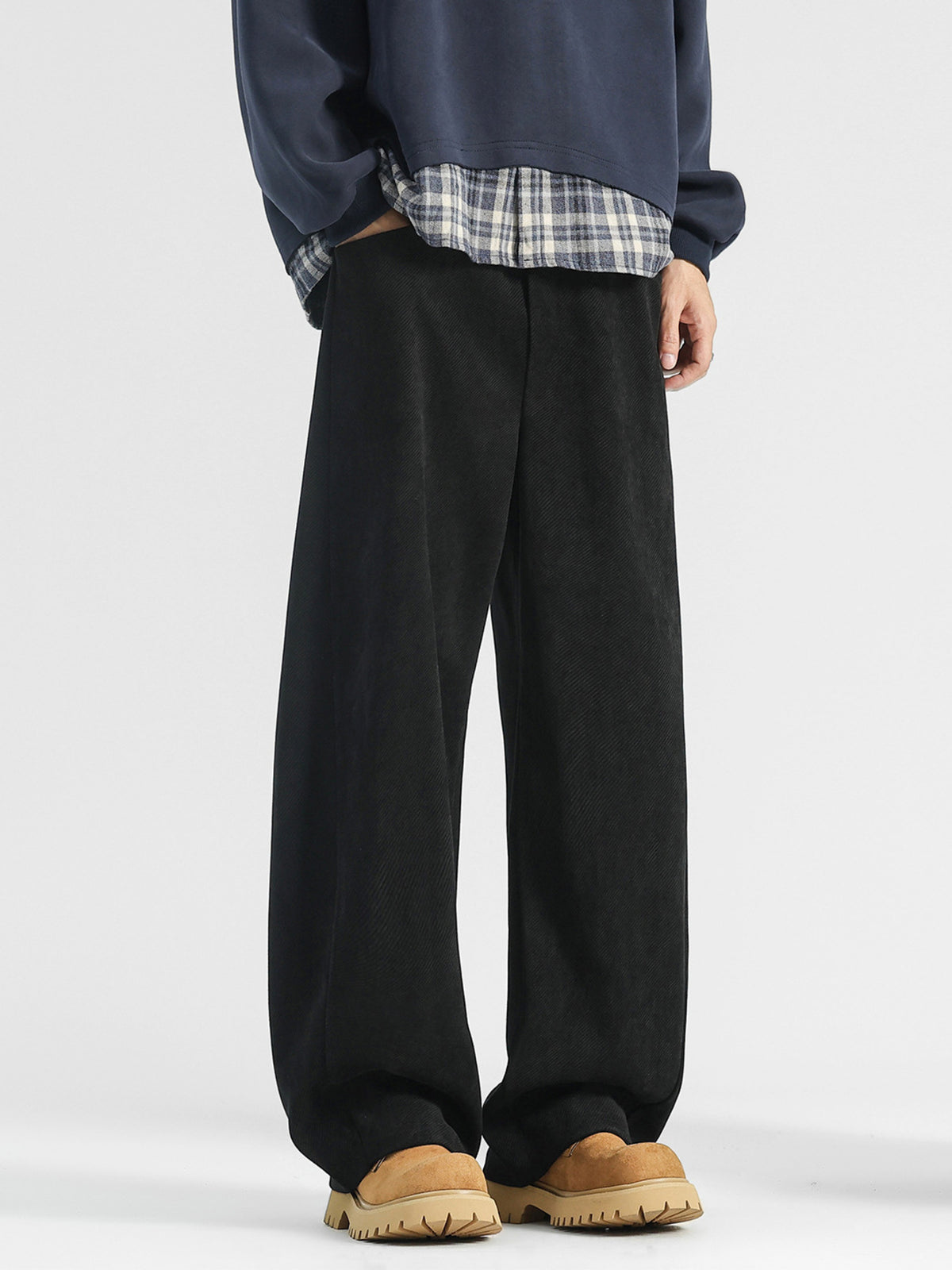 Men's plus size casual pants with loose fit and pockets from Plush Fashion Hub, comfortable and stylish for everyday wear.