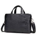 Pi-Mart handheld leather briefcase with one shoulder strap, designed for business use and featuring a sleek, professional look.