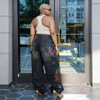 Urban Graffiti Ripped High-Rise Jeans