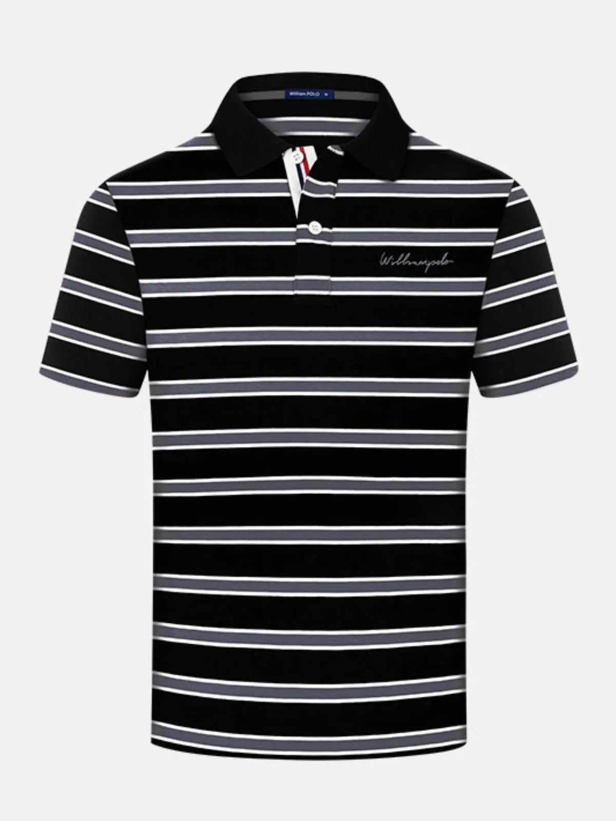 Plus size men's striped polo shirt in short sleeves, stylish and comfortable, from Trendsi.