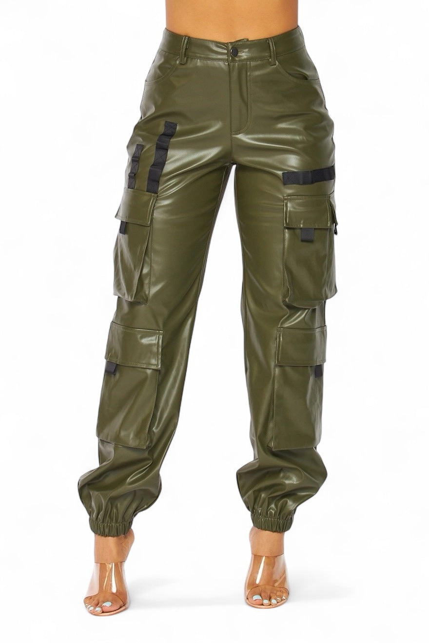 It's My Year Vegan Leather Cargo Jogger Pants The House of Stylez