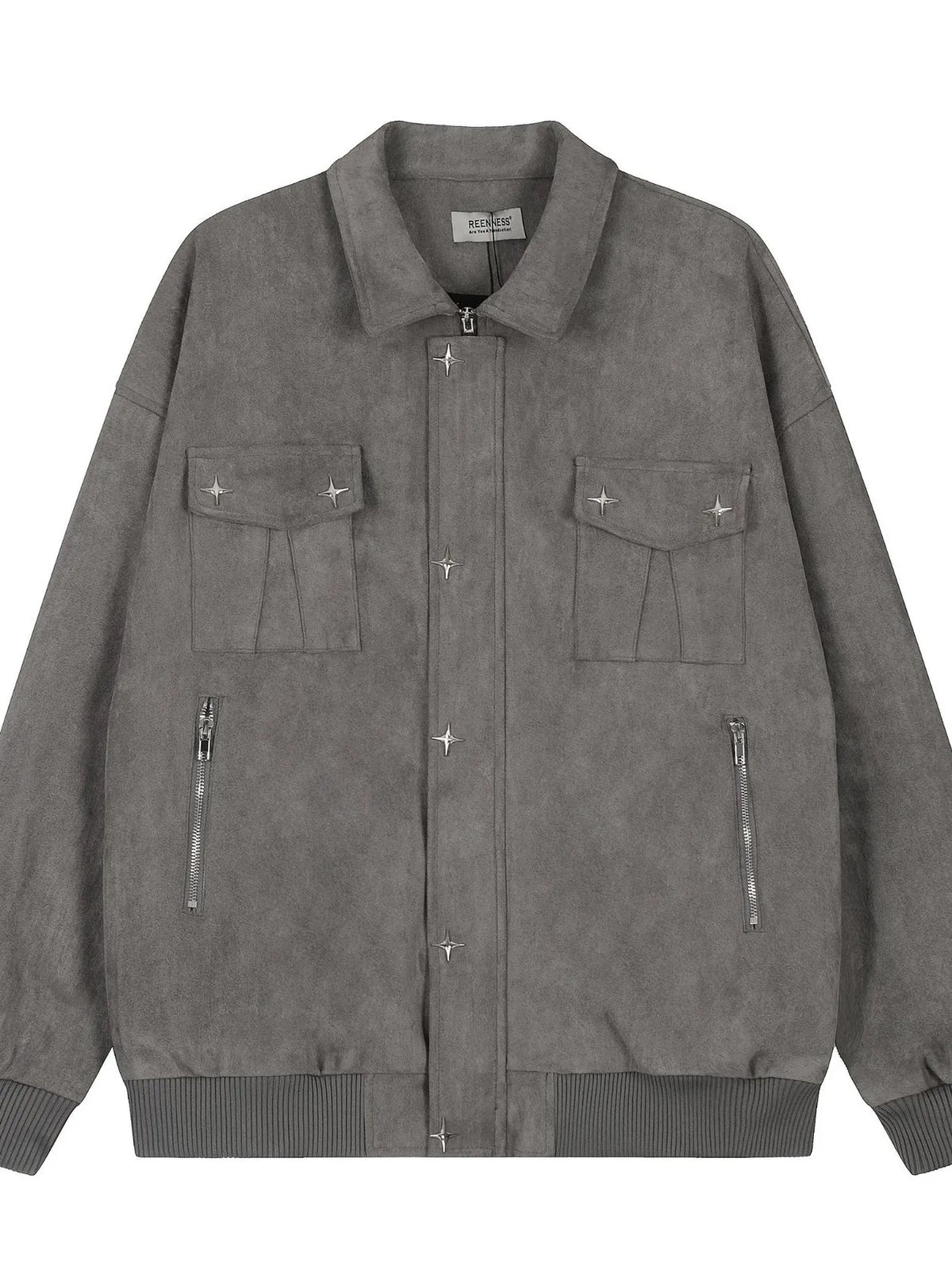 Men's long sleeve collared neck jacket, trendy outerwear by Trendsi, shown in a stylish design and fit.