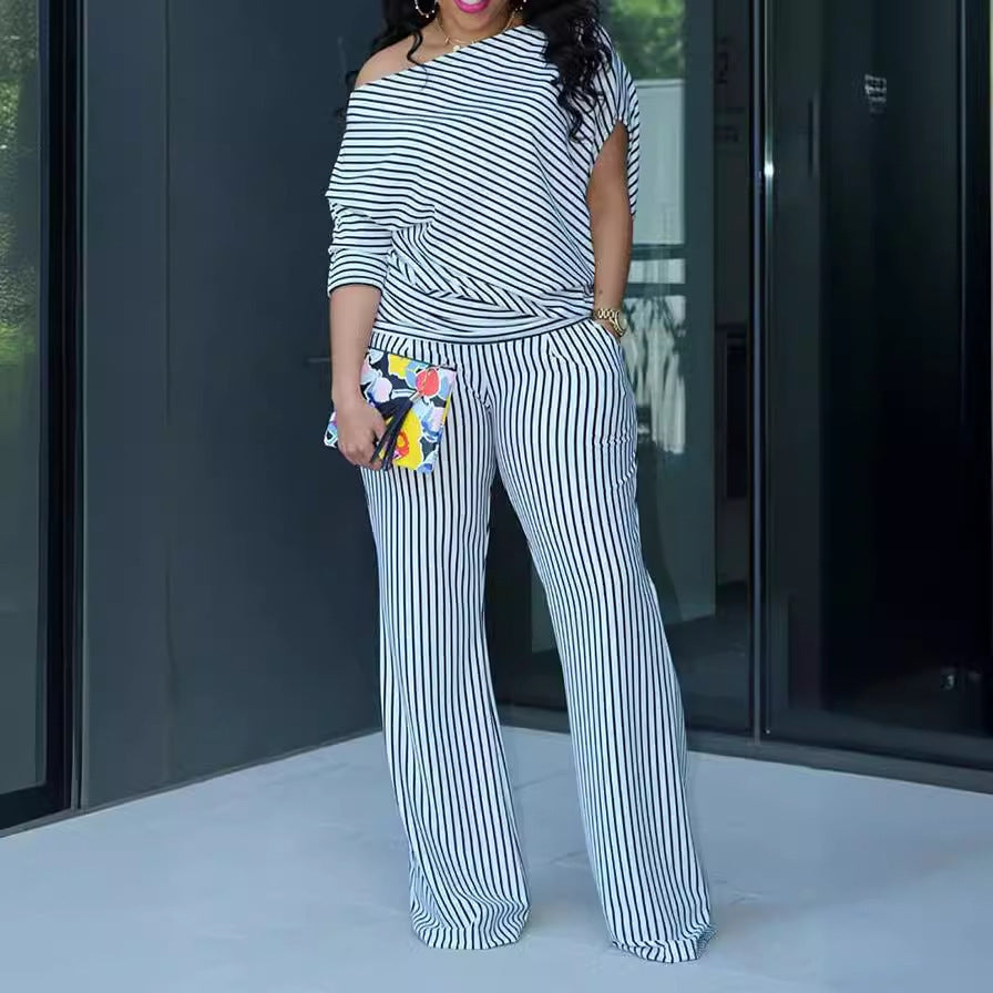 Eprolo asymmetrical off-shoulder two-piece tops set featuring a stylish, modern design with cropped and long sleeve elements.
