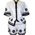 Colorblock Printed Collared Shirt and Shorts Set