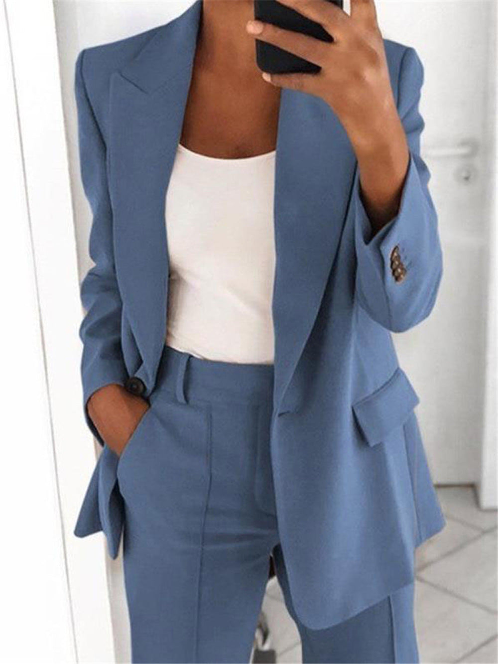 Sophisticated Notched Collar Slim Fit Blazer