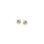 14k yellow gold stud earrings with faceted white cubic zirconia, showcasing elegant jewelry design and sparkling gemstone details.
