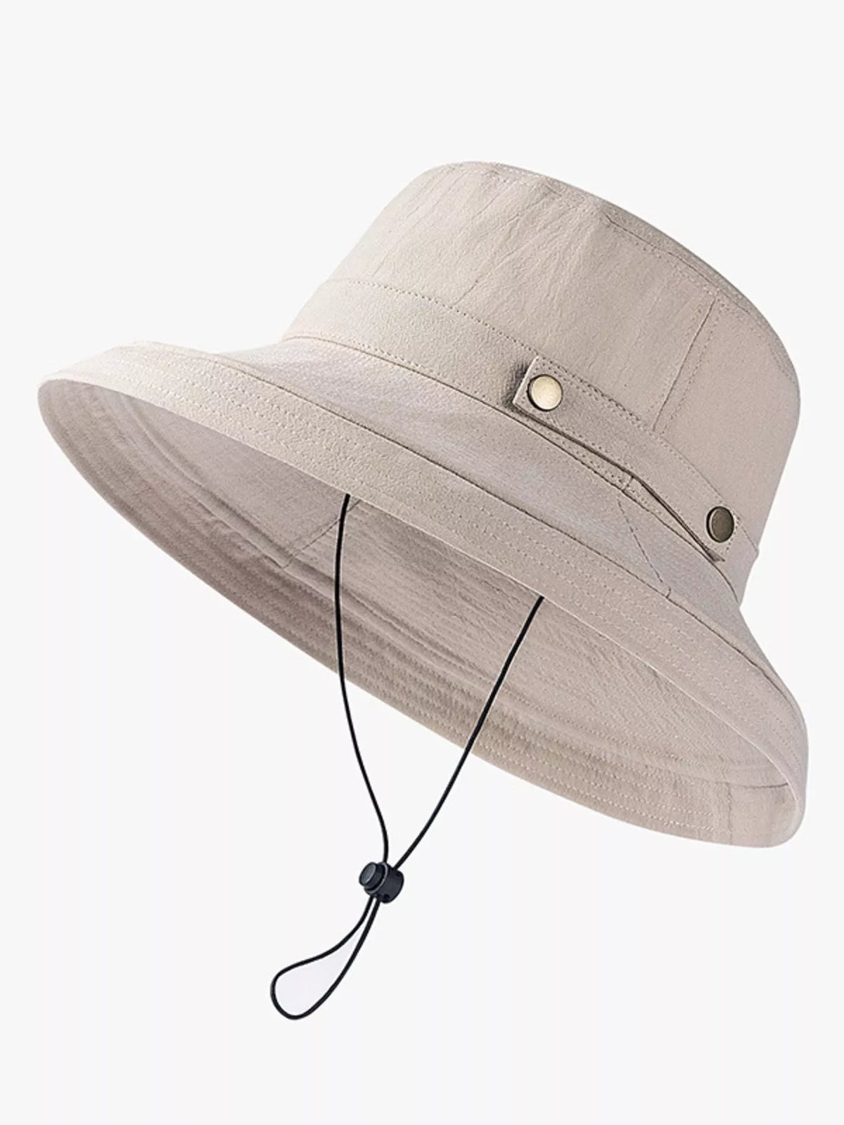 Wide brim cotton sun hat with breathable fabric, perfect for summer beach outings and stylish sun protection.