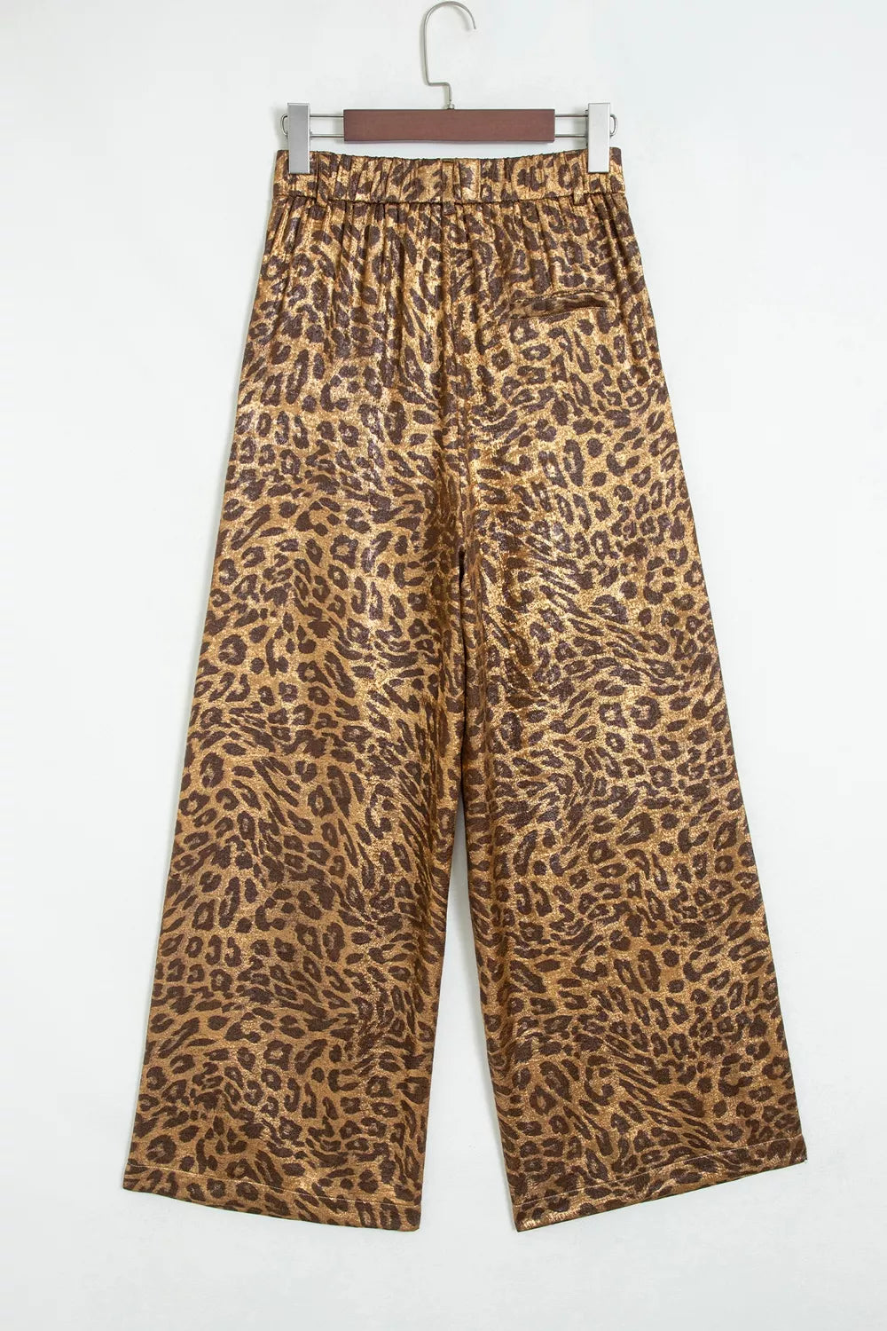 Multicolour leopard print western style wide-leg full-length pants with bold pattern and flowy fit, designed by Trendsi.