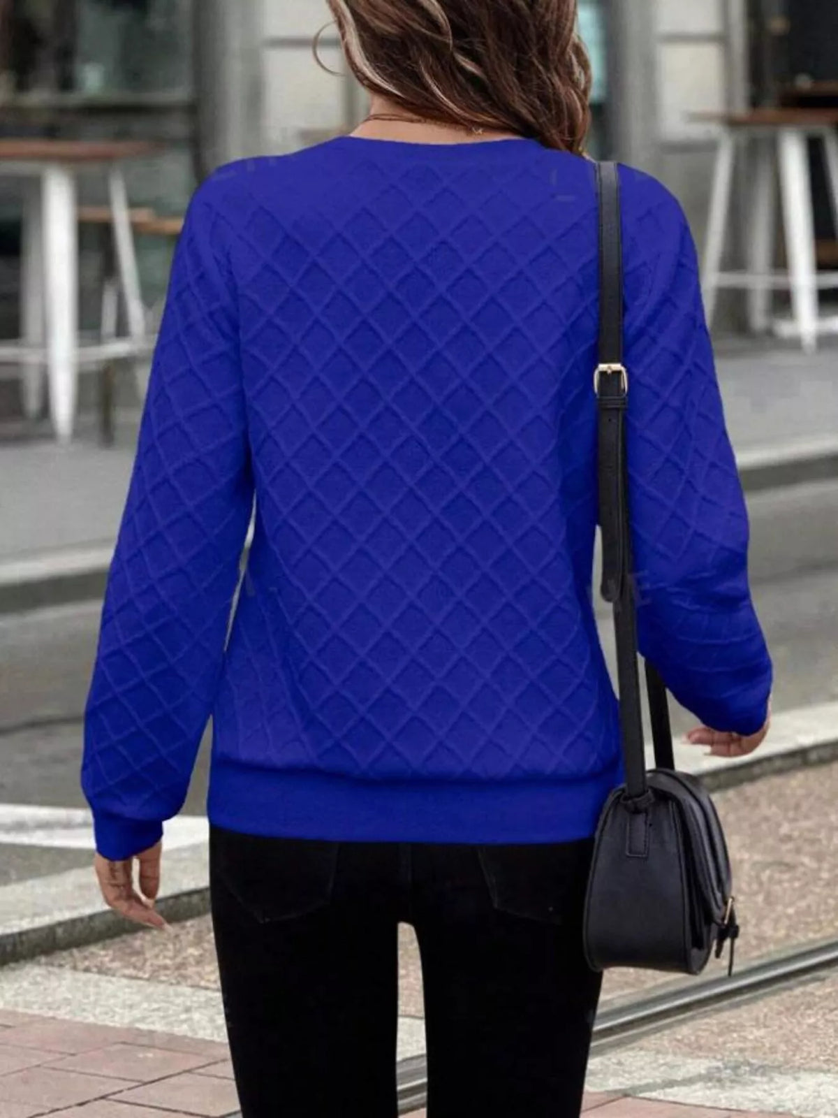 Textured quarter-zip sweatshirt in plush fabric by Plush Fashion Hub, showing the cozy, stylish design and quarter-zip detail.