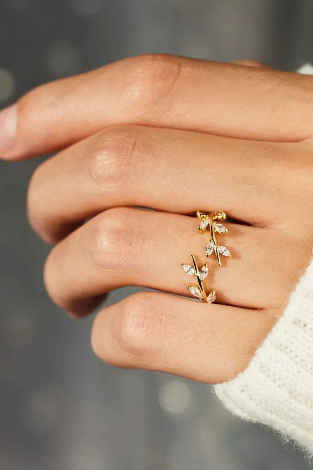 Sterling silver leaf open ring by Plush Fashion Hub featuring a delicate nature-inspired design on a sleek band.
