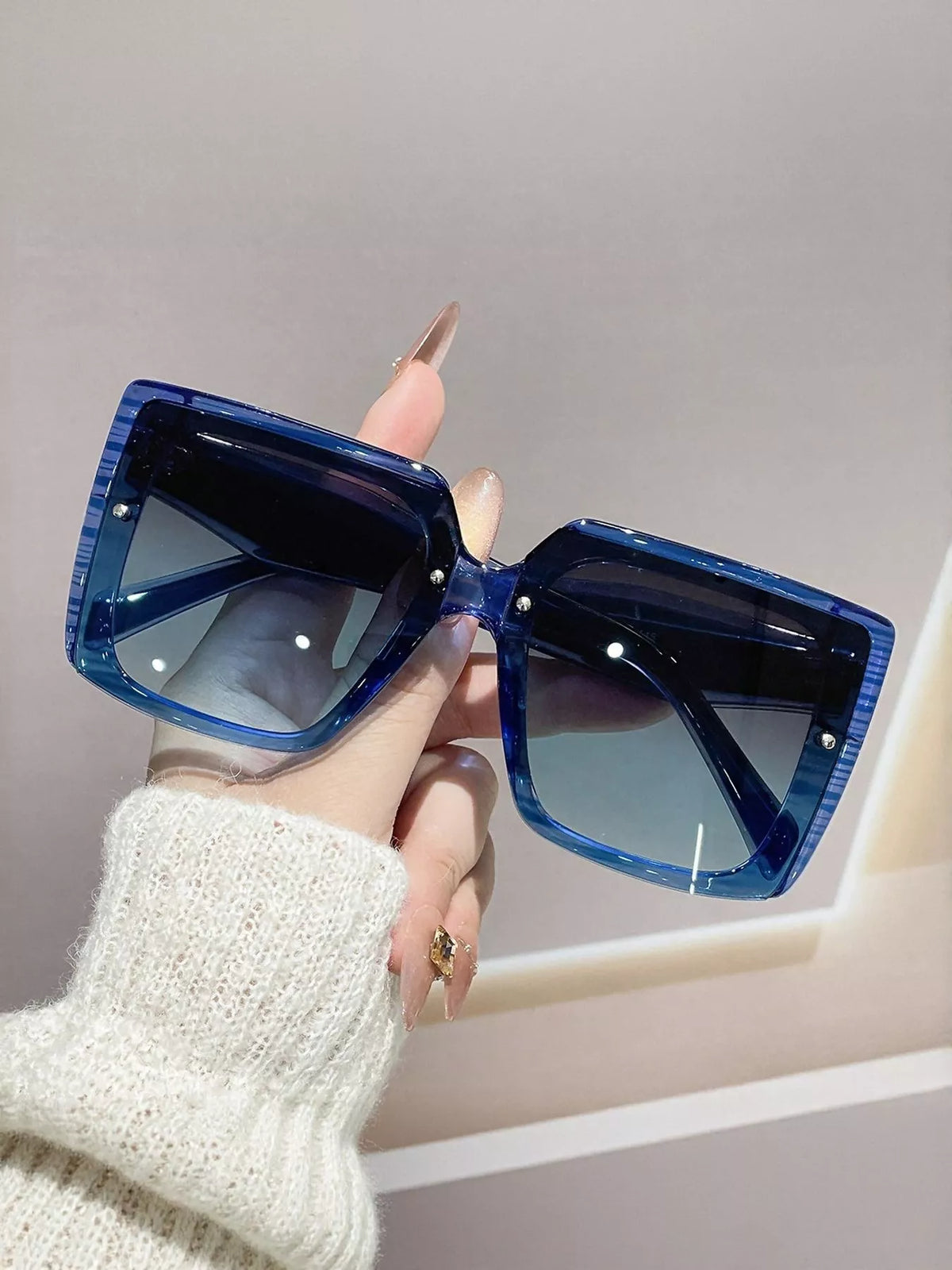 Oversized gradient square sunglasses by Plush Fashion Hub featuring stylish tinted lenses and bold frame design.