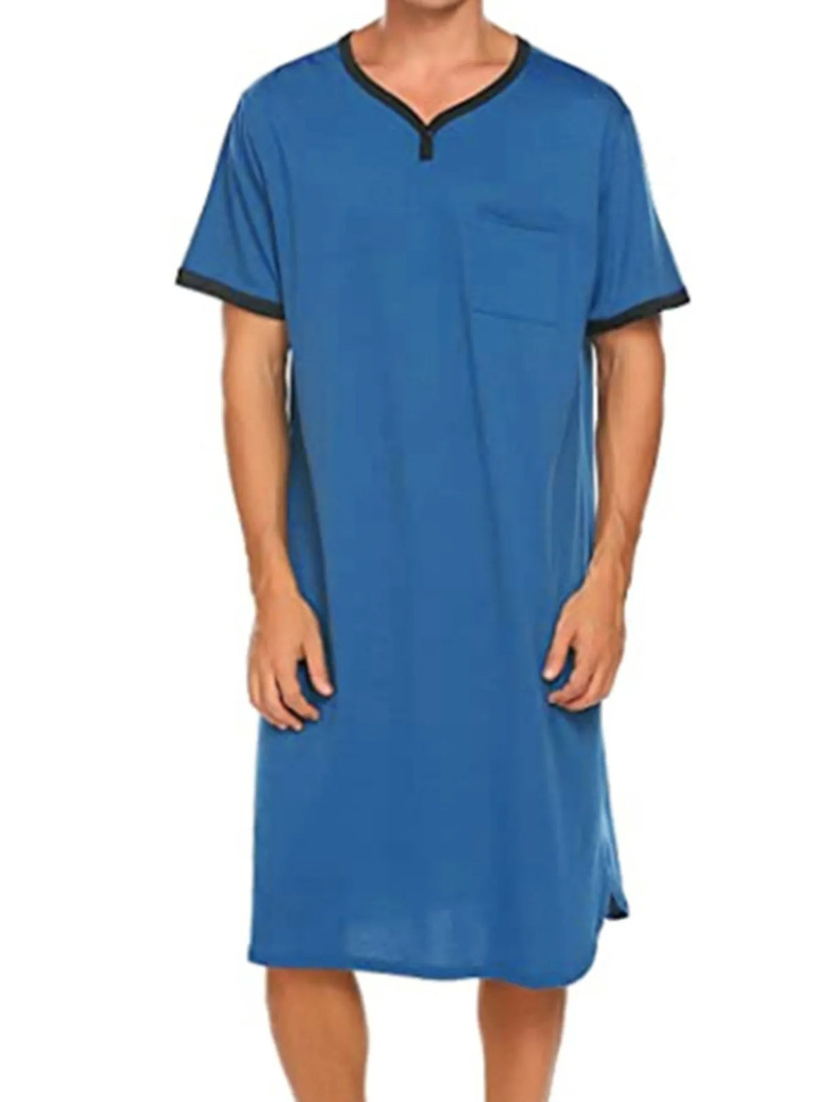 Men's plus size loungewear with contrast trim, short sleeve, comfortable sleepwear from Plush Fashion Hub.