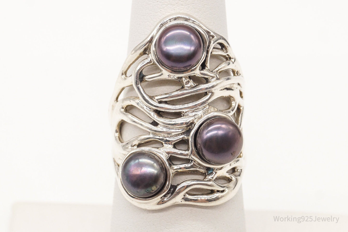 Vintage Designer Heng Ngai Pearl Sterling Silver Ring - Size 6 Working 925 Jewelry