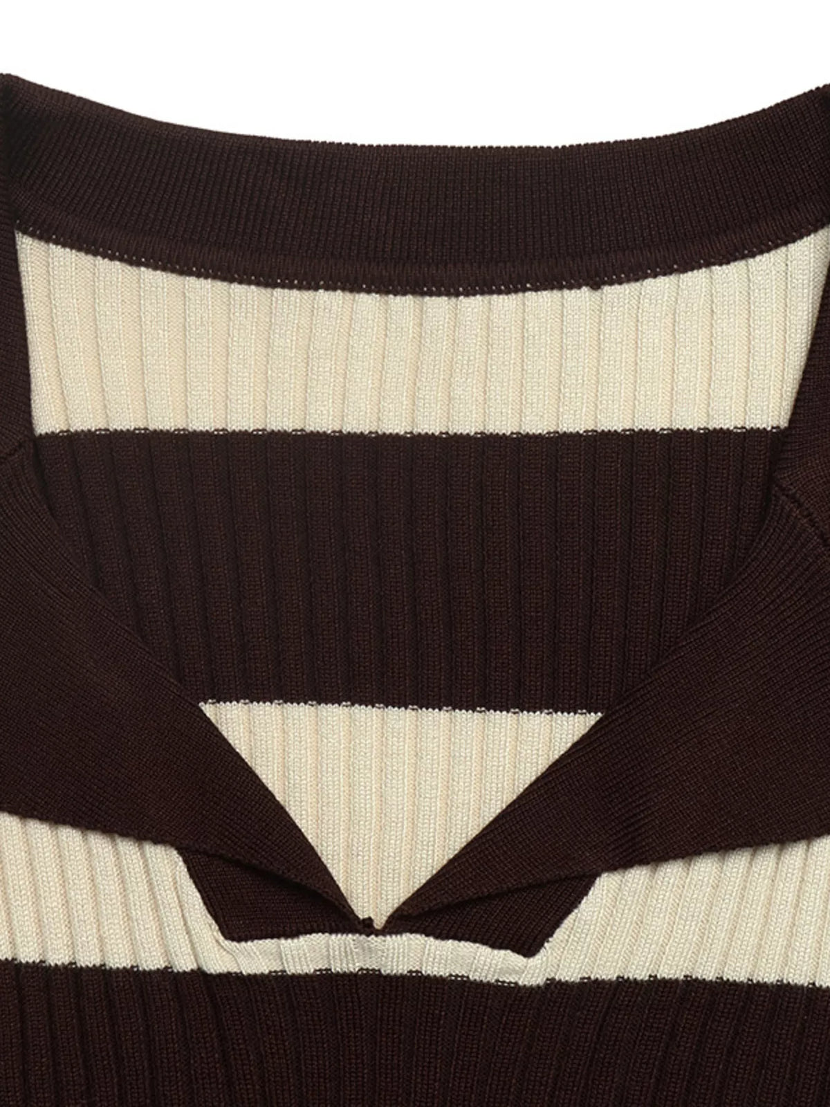 Striped ribbed knit long sleeve sweater shirt by Plush Fashion Hub showing the textured fabric and classic striped design.