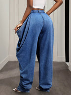 Baggy ruched jeans by Shopimist featuring a relaxed fit, distressed details, and casual streetwear style with a trendy baggy silhouette.