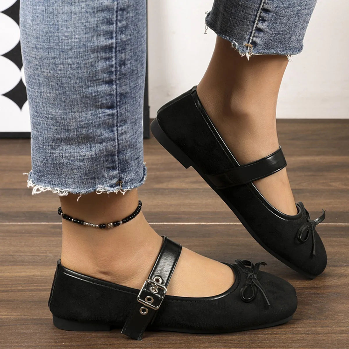 Women's square toe slip-on flats by Trendsi, stylish and comfortable square toe flats for everyday wear.